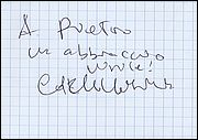 Autografo di Corrado Guzzanti  alla prima di Fascisti su Marte c/o Cineland di Ostia (RM). "A Pietro un abbraccio virile !"